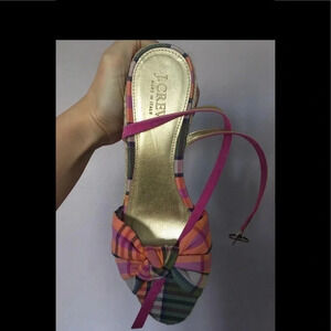 J. Crew Multicolor Espadrilles with Pink Straps